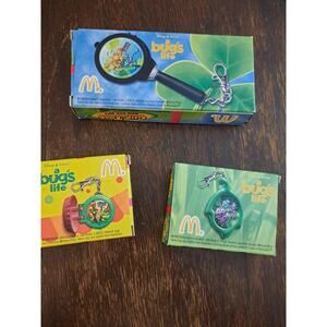 Disney McDonalds 1998 A Bugs Life Clip Tock Watch Collection Complete Set In Box